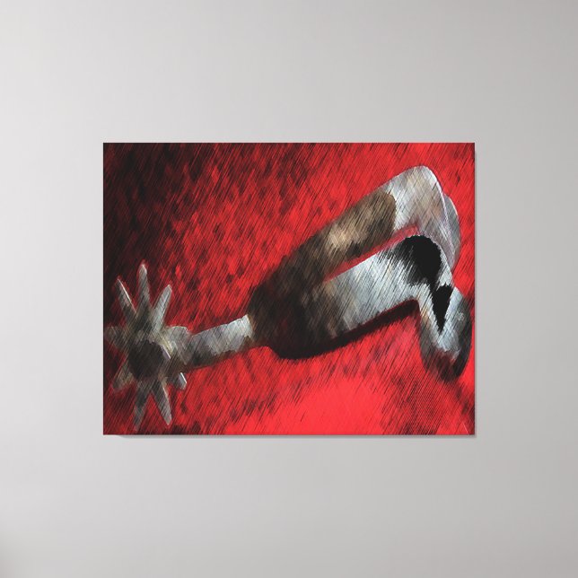 Prata de Arte Ocidental Espur na Canvas Vermelha (Frente)