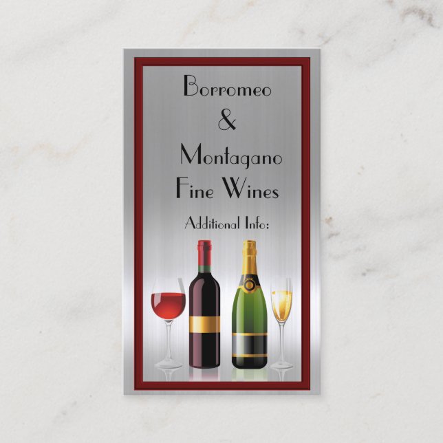 Prata de vinho fino Cartão de visita 2 (Frente)