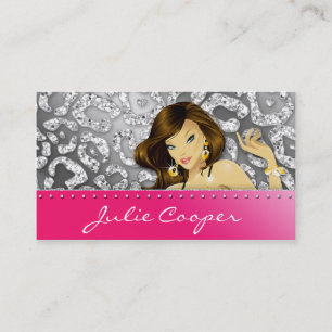 Prata do rosa do leopardo da mulher do cartão de