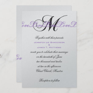 Prata do roxo dos convites do casamento do