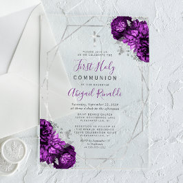 Prata Floral Púrpura Primeira Comunhão Sagrada