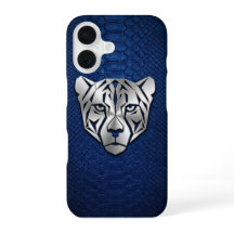 Prata Geométrico Leopardo Azul Cobra iPhone 16