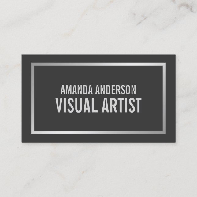 Prata minimalista elegante | CARTÃO DE VISITA (Frente)