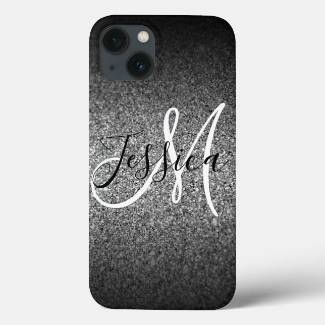 Prata Preto Glitter Ombre Personalizado (Verso)