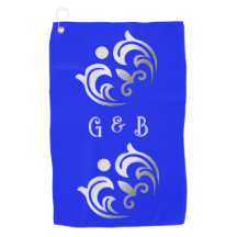 Prata simples monograma em azul |