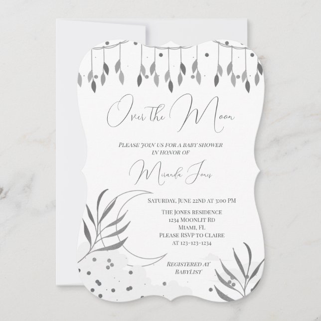 Prata sobre o convite moderno do Chá de fraldas (Frente)