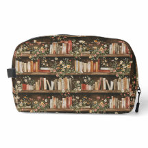 Prateleiras de Livros e Flores Bolsa de Cosméticos