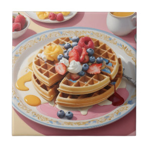 Prato de Café da Manhã Waffle de Frutas Vermelhas