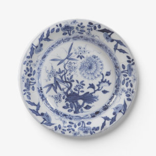 Prato de cebola de porcelana branca azul