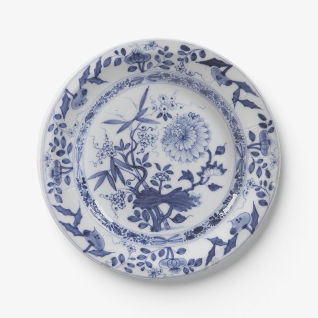 Prato de cebola de porcelana branca azul (Frente)