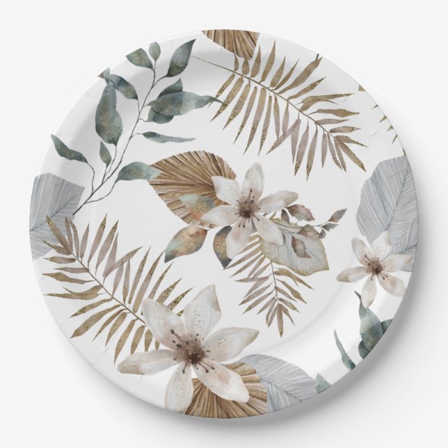 Prato de Chuveiro de Noiva Tropical Simples | Folh (Frente)