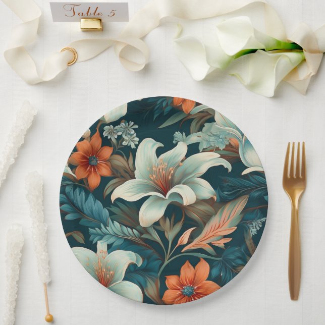 Prato De Flor Laranja De Turquesa Elegante (Casamento)