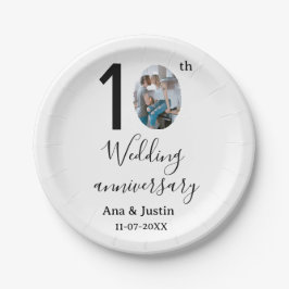 Prato De Papel 10º aniversário do casamento nome foto rua de letr