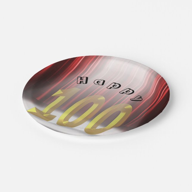 Prato De Papel 100ª festa de aniversário em destaque (Inclinado)