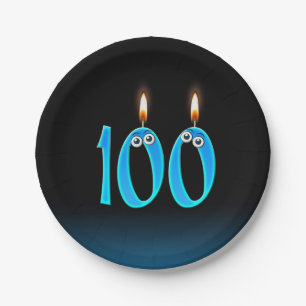 Prato De Papel 100th Aniversário com números iluminados da vela