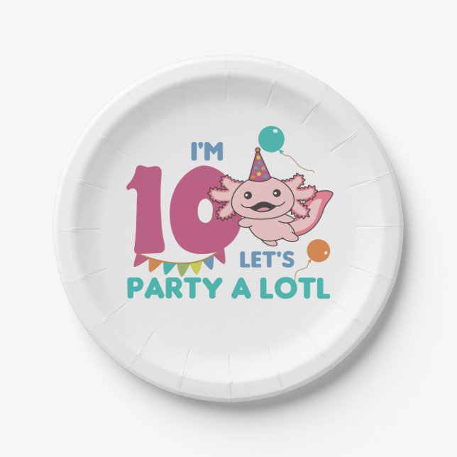 Prato De Papel 10.o aniversário Axolotl 10 anos (Frente)