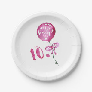 Prato De Papel 10o Menina do aniversário, presentes das meninas