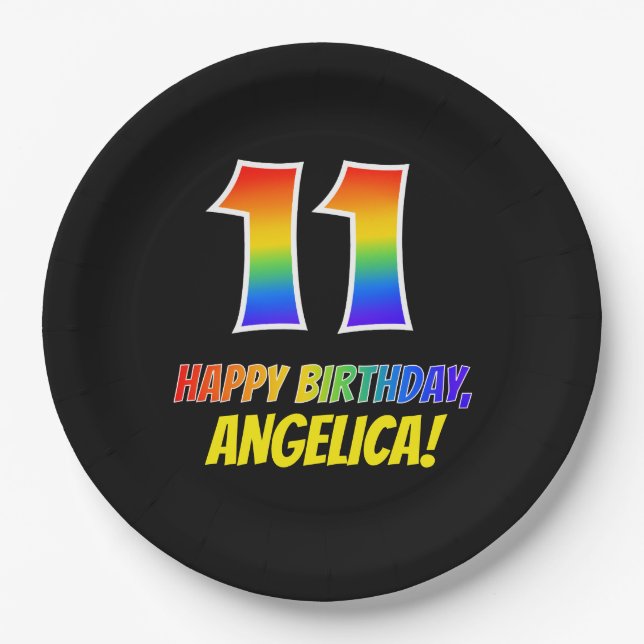 Prato De Papel 11 Aniversário: Negrito, Divertido, Simples, Arco- (Frente)