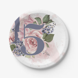 Prato De Papel 15 Birthday Quinceanera Chic Floral Watercolor