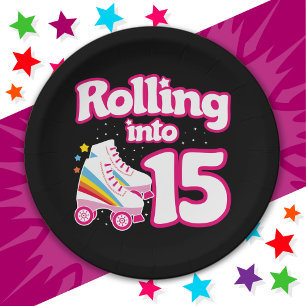 Prato De Papel 15 Birthday Roller Skating 15 Anos Antiga Skate
