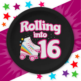 Prato De Papel 16.o Aniversário Cilindro Patinando 16 anos de ida