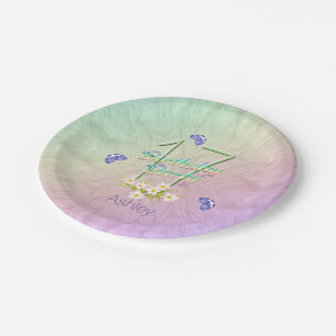 Prato De Papel 17o Borboletas e Wildflowers da festa de