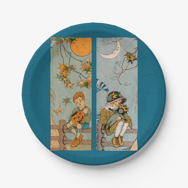 Prato De Papel 1920 e garota no outono (Frente)