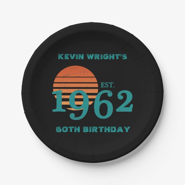 Prato De Papel 1962 60º Aniversário Vintage Sunset (Frente)
