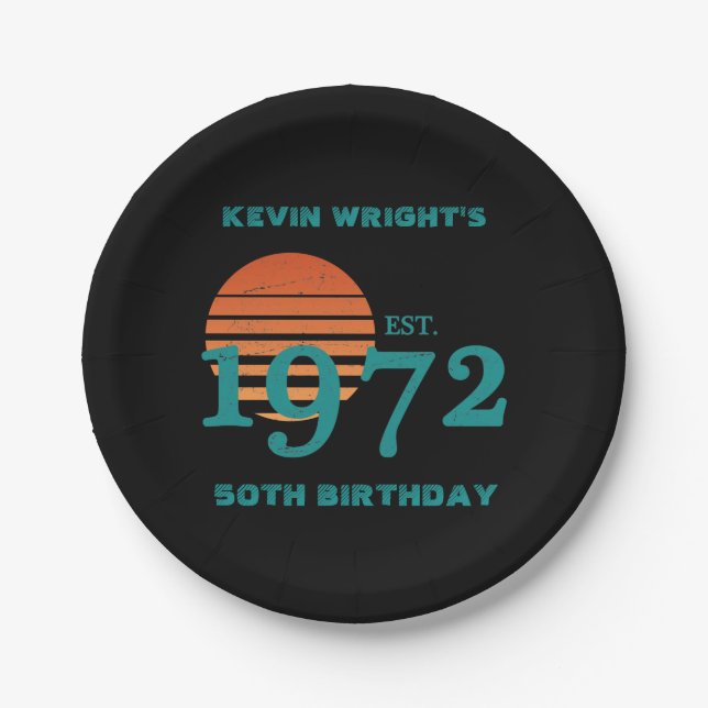 Prato De Papel 1972 50º Aniversário Vintage Sunset (Frente)