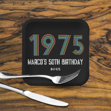 1975 Retro Vintage Rainbow Numeral 50º Aniversário