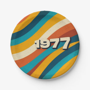 Prato De Papel 1977 - Placas de papel retrô - Stripes de esmerila