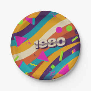 Prato De Papel 1980 - Retro Vintage 80s Neon Geométrico -