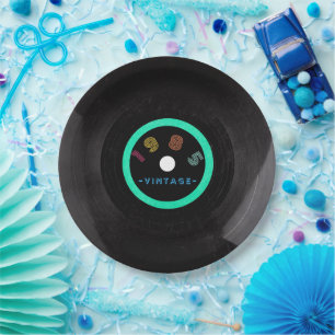 Prato De Papel 1985 Retro-Stripe Neon Vinil Record