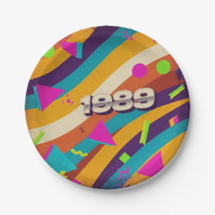 Prato De Papel 1989 - Retro Vintage 80s Neon Geométrico -