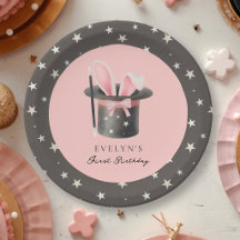 1st Birthday Girls Pink Magician's Hat Party