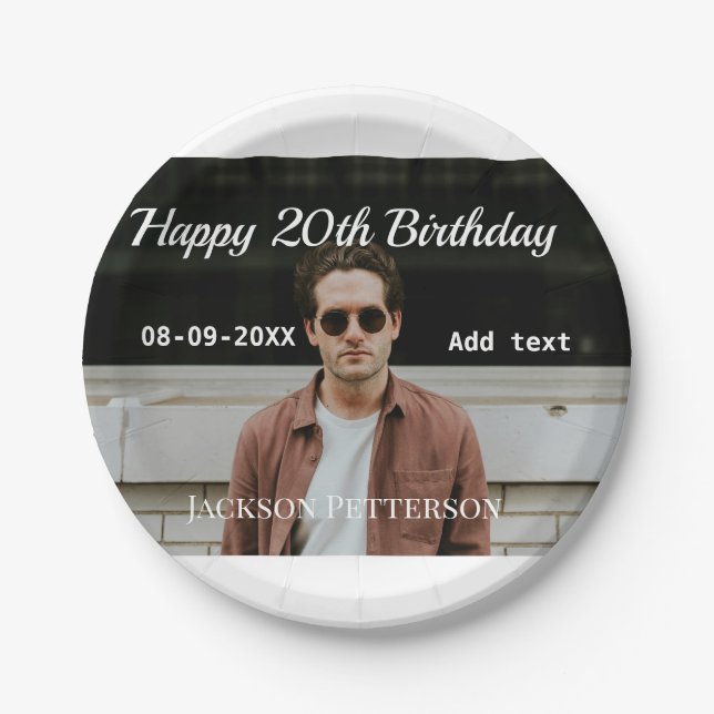 Prato De Papel 20 de feliz simples data add name mod (Frente)