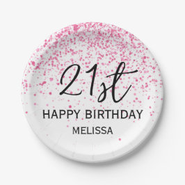 Prato De Papel 21 ruas com brilho rosa quente