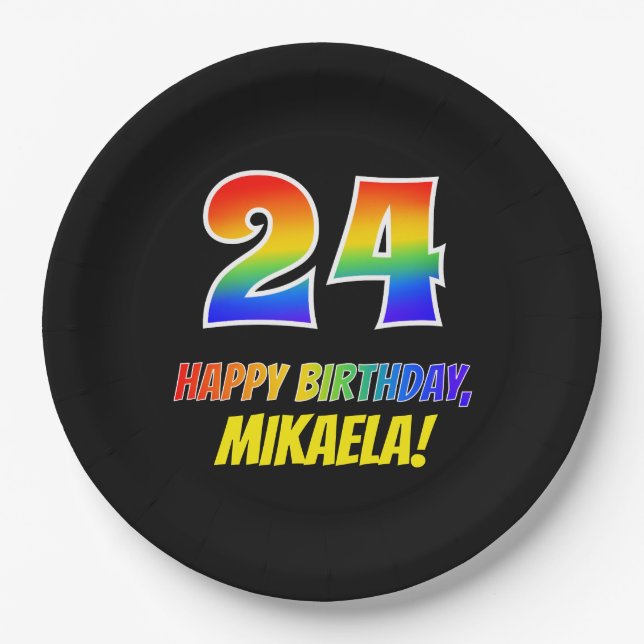 Prato De Papel 24.º aniversário: Negrito, Divertido, Simples, Arc (Frente)