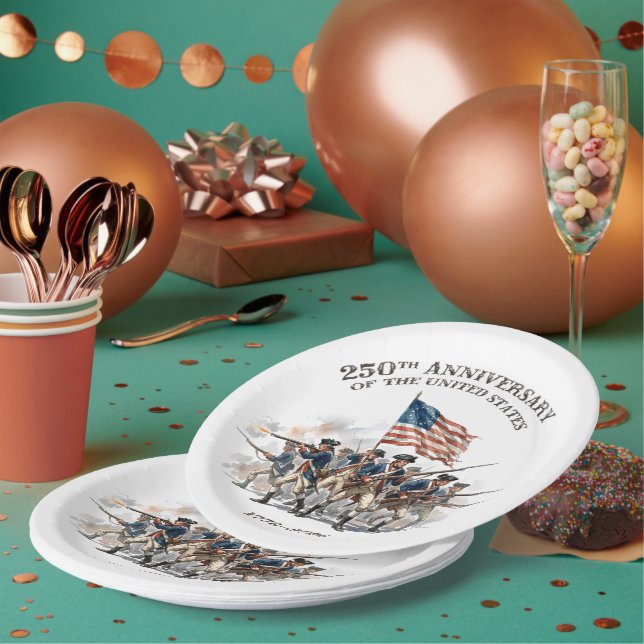 Prato De Papel 250th Anniversary Revolutionary Soldiers 1776-2026 (Múltiplo)