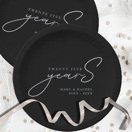 Prato De Papel 25th Silver Wedding Anniversary Paper Plate