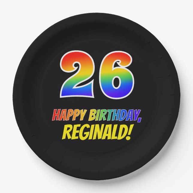 Prato De Papel 26.º aniversário: Negrito, Divertido, Simples, Arc (Frente)