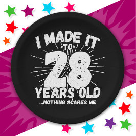 Prato De Papel 28 anos Sarcastic Meme Engraçado 28. Aniversário