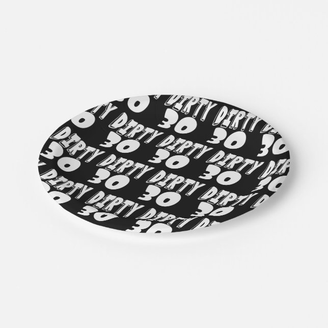 Prato De Papel 30º Aniversário Sujo Trinta e 30 (Inclinado)