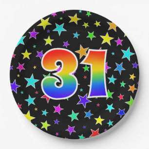 Prato De Papel 31º Evento: Arco-Íris 31 Negrito, Divertido, Col