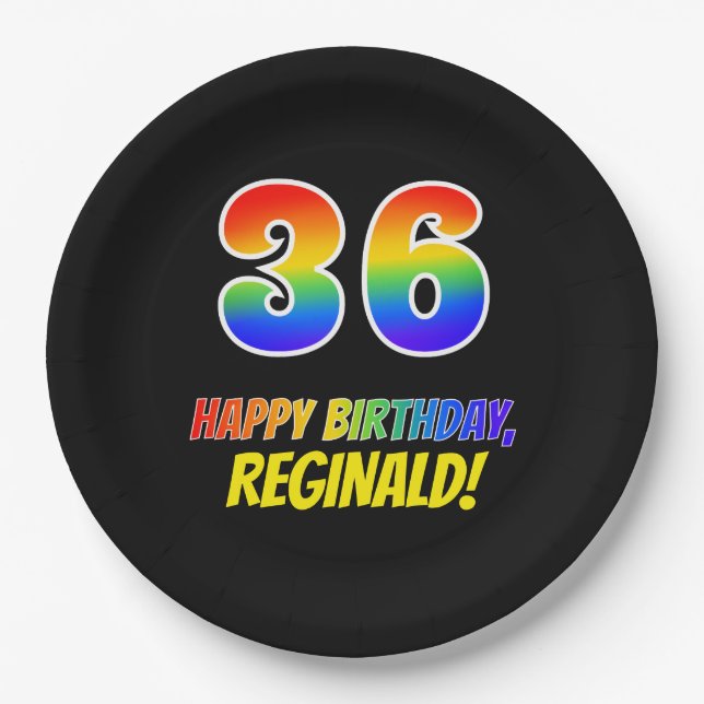 Prato De Papel 36º aniversário: Negrito, Divertido, Simples, Arco (Frente)