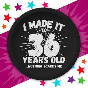 Prato De Papel 36 anos Sarcastic Meme Engraçado 36. Aniversário