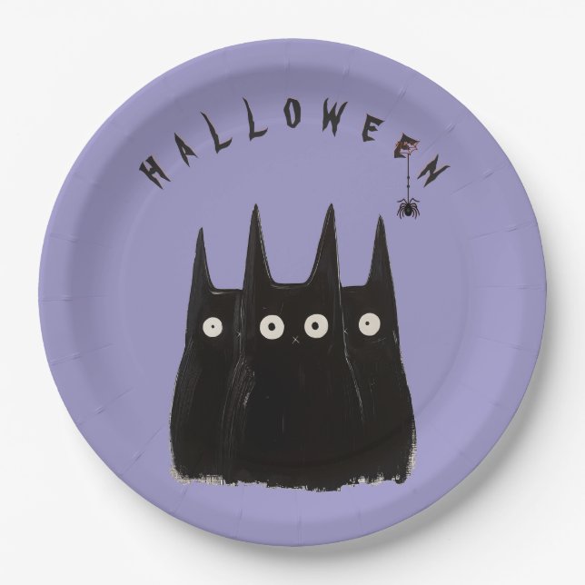 Prato De Papel 3 сats and Halloween, personalized (Frente)