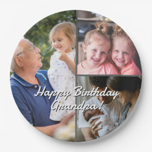 Prato De Papel 3-Foto Placas de Festa Personalizadas Texto