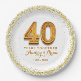 Prato De Papel 40º Aniversário Personalizado