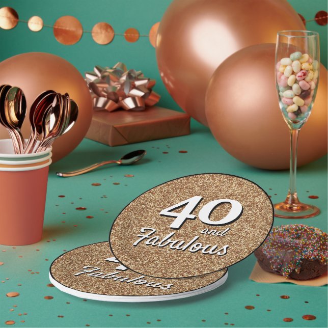 Prato De Papel 40 e Fabuloso aniversário de 40 anos Dourado (Múltiplo)